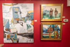 "Hunters Vigil, Brothers on the Hunt" Photomontage of two African brothers