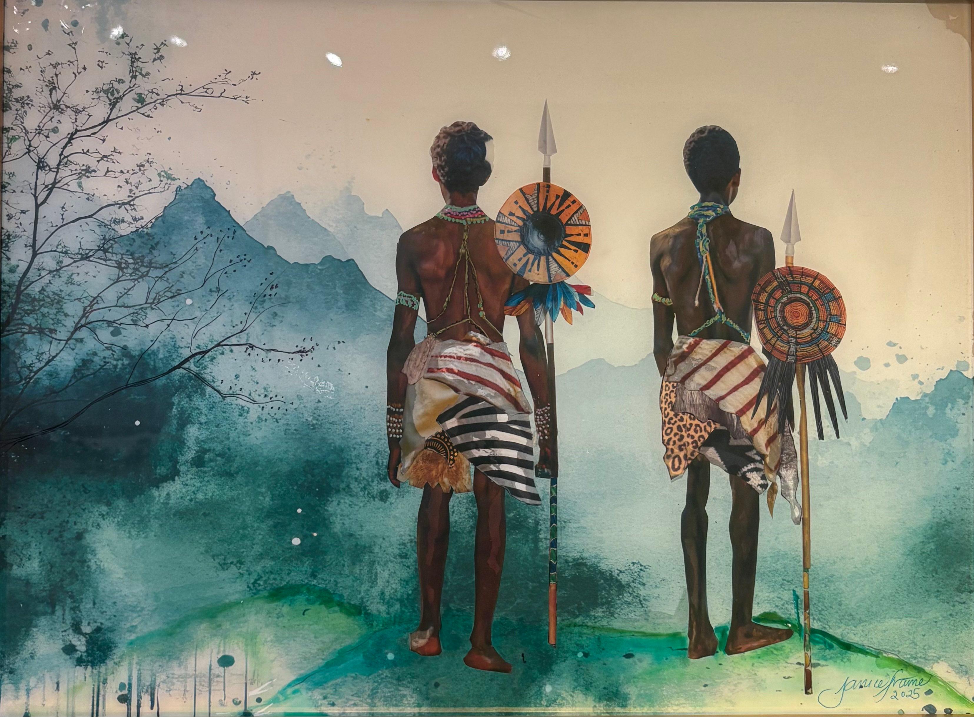 "Hunters Vigil, Brothers on the Hunt" Fotomontage zweier afrikanischer Brüder