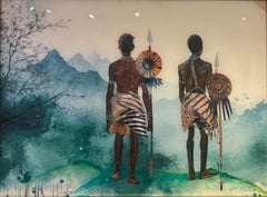"Hunters Vigil, Brothers on the Hunt" Fotomontage zweier afrikanischer Brüder