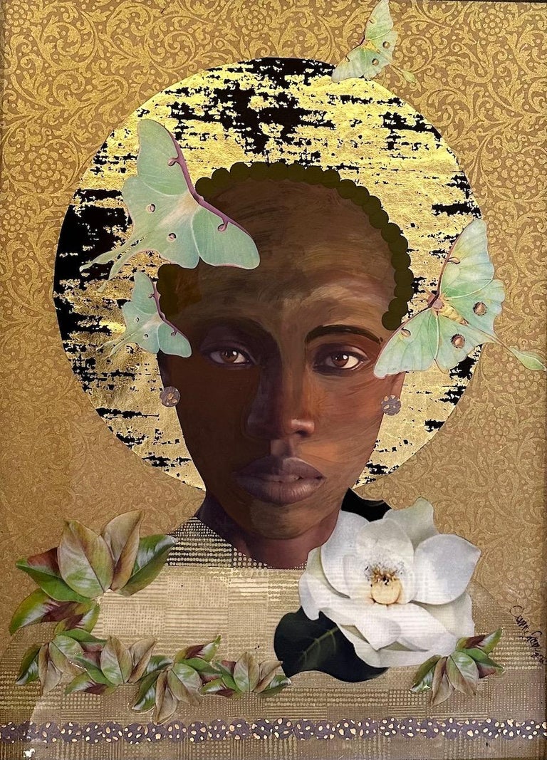 Janice Frame – „„If the full Moon Loves You, Why Worry About the Stars“ Afrikanische  Frau mit Schmetterling“ im Angebot bei 1stDibs Deutschland | afrikanische  stars, image size:768x1067