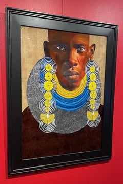 "Tribal Visions" African person wearing yellow earrings and rope necklaces