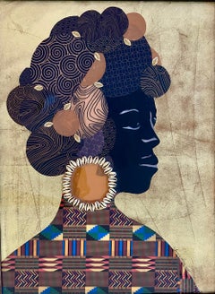 "When Your Dreams Come True" mixed media portrait of a Black woman's profile