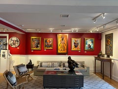 "Zen" Fotomontage Porträt einer schwarzen Frau in gelbem Kleid und Kopftuch