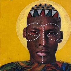 "What is Means to Be From Africa" mixed media portrait of a black man