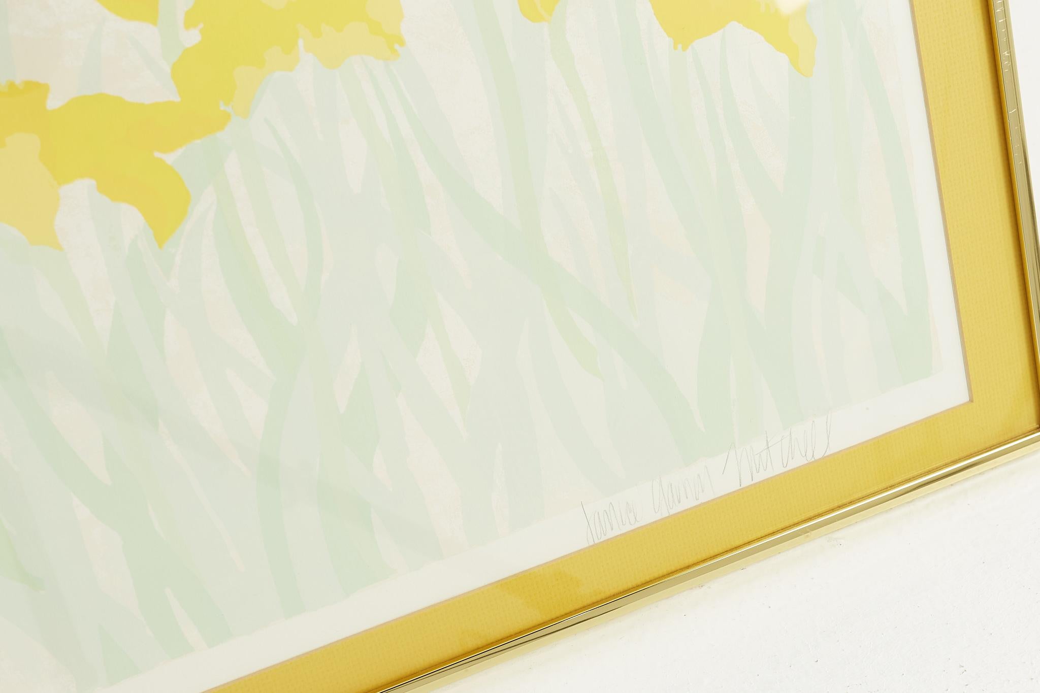 American Janice Garnon Mitchell Mid Century Screen Print of Yellow Day Lilies