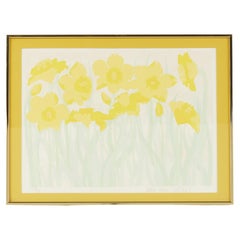 Vintage Janice Garnon Mitchell Mid Century Screen Print of Yellow Day Lilies