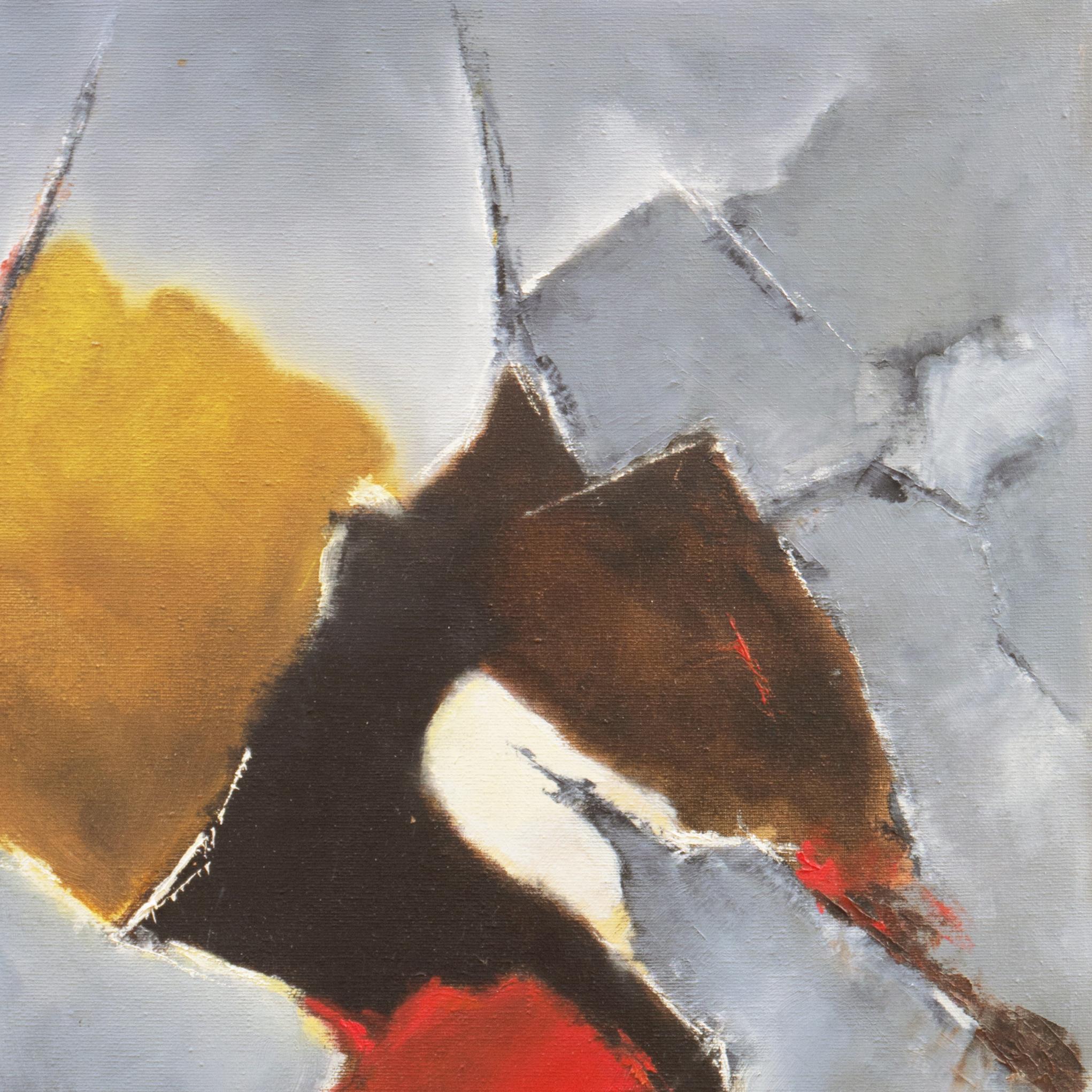 „Abstracted Sunset in Scarlet and Ochre“, Frau Künstlerin, California Modernist, Ölgemälde im Angebot 2
