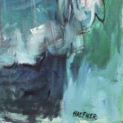 « Blue Pierrot », grande huile figurative, moderniste californien, artiste femme, Los Altos