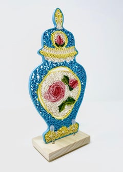 "Quilled Floral Jar", Contemporary, Porcelain, Sculpture, Pigment, Quilled