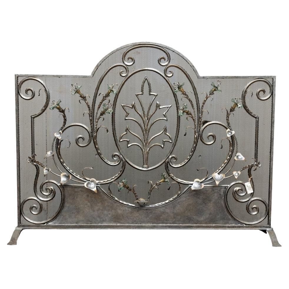 Janice Minor Design Glass Amaryllis Fire Place Screen For Sale