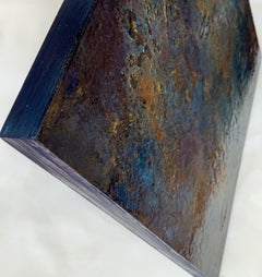 Blues Metallic Diptych, Mixed Media on Wood Panel