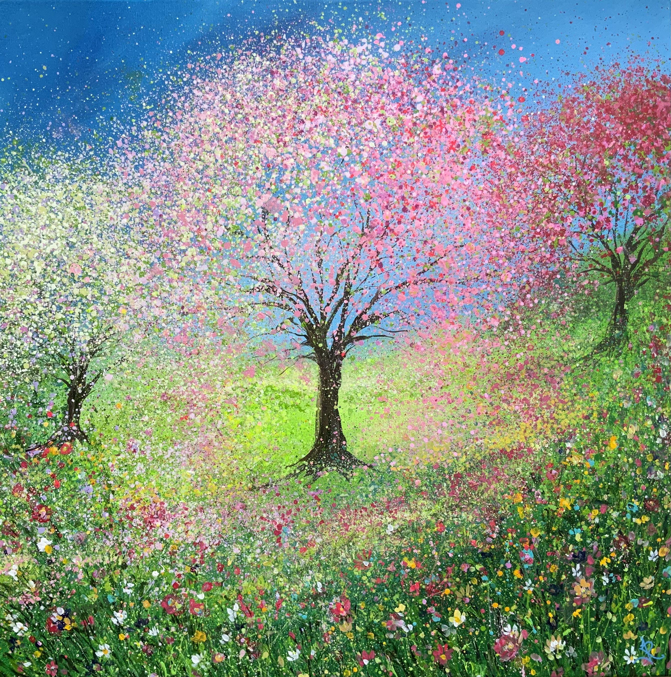 Blütenblüte, Gemälde, Acryl auf Leinwand – Painting von Janice  Rogers