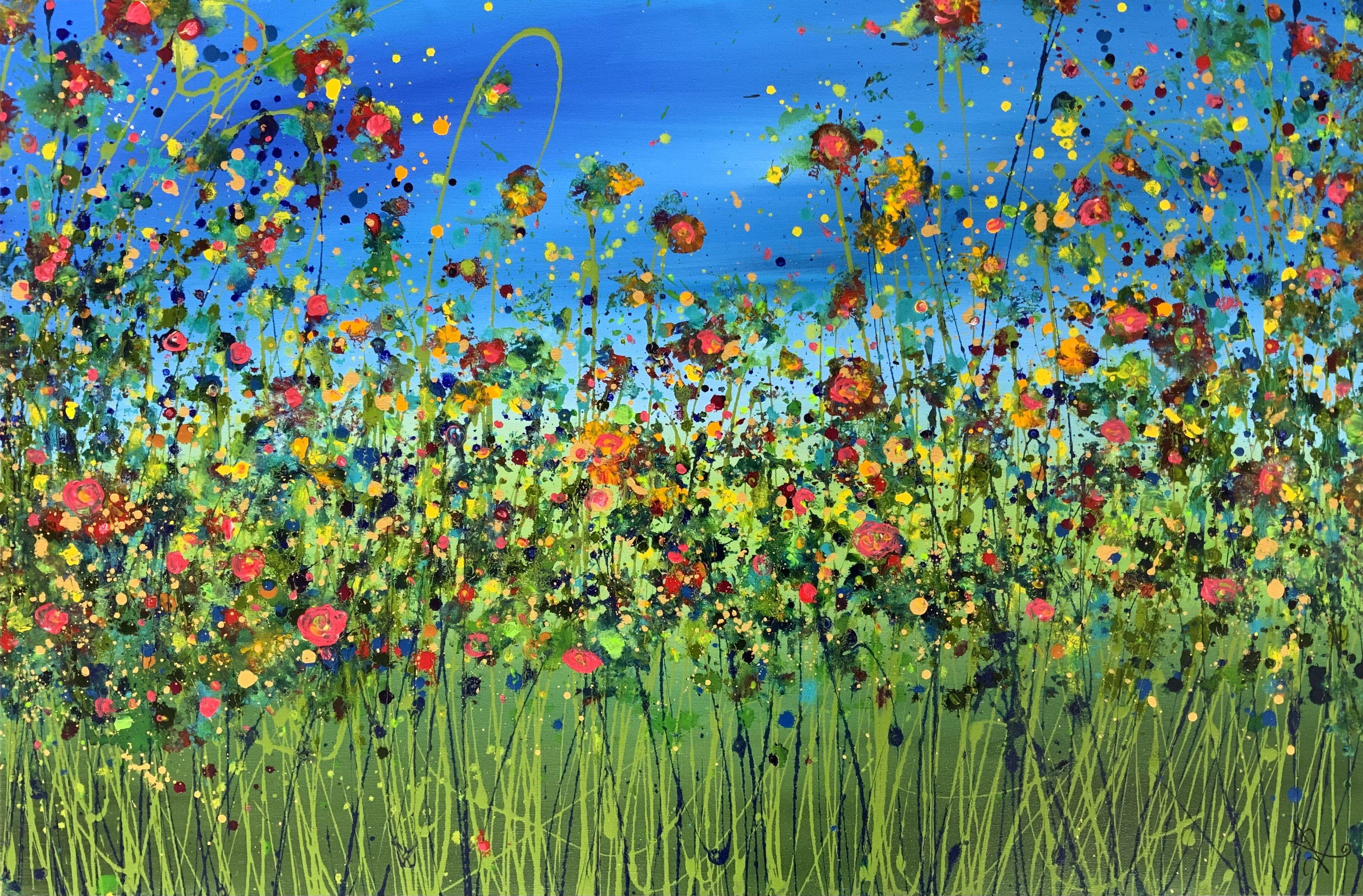 Abendmauer mit Juwelen, Gemälde, Acryl auf Leinwand – Painting von Janice  Rogers
