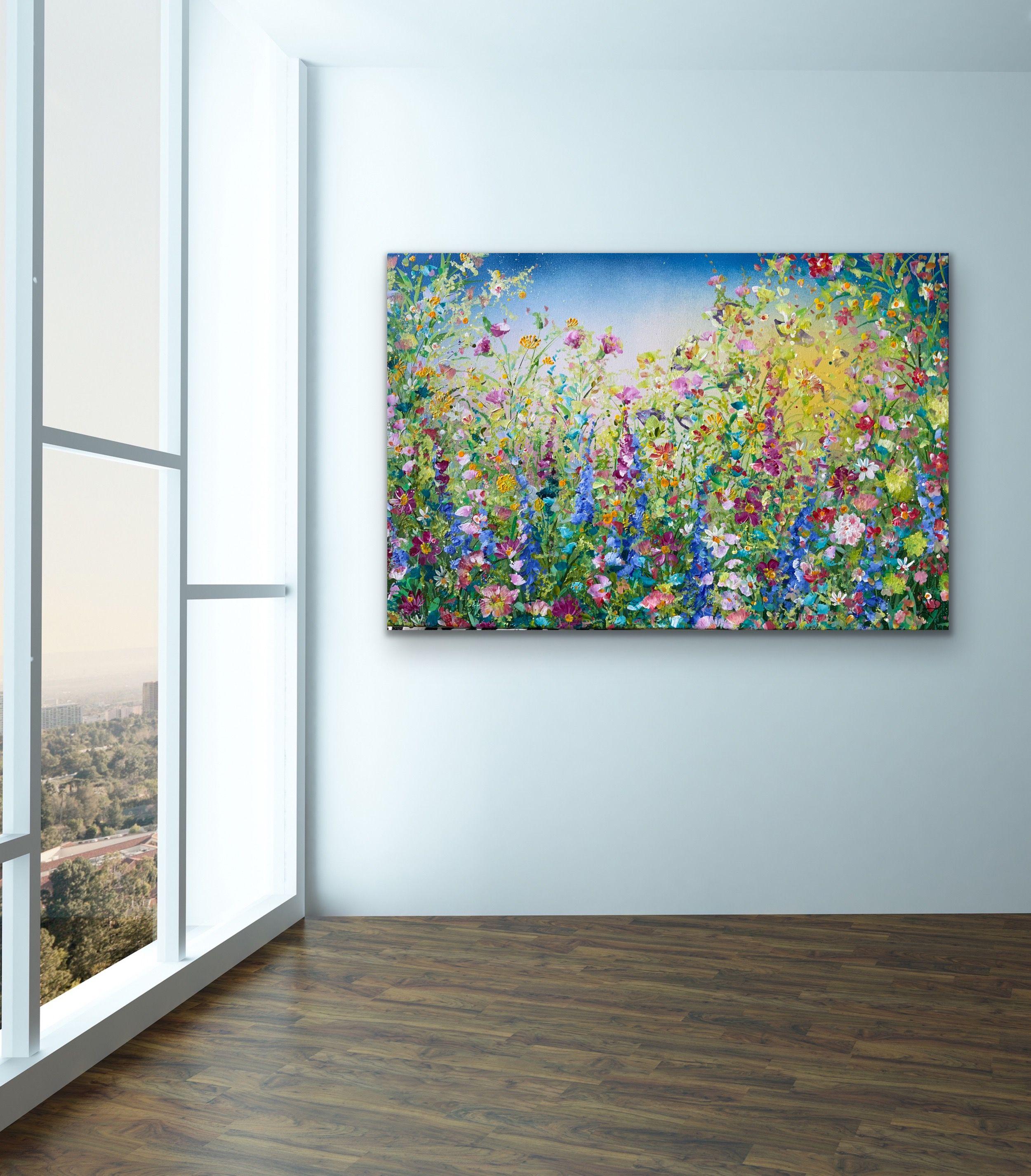 Wilde Flora und Vogelgeweihe, Gemälde, Acryl auf Leinwand (Abstrakter Expressionismus), Painting, von Janice  Rogers