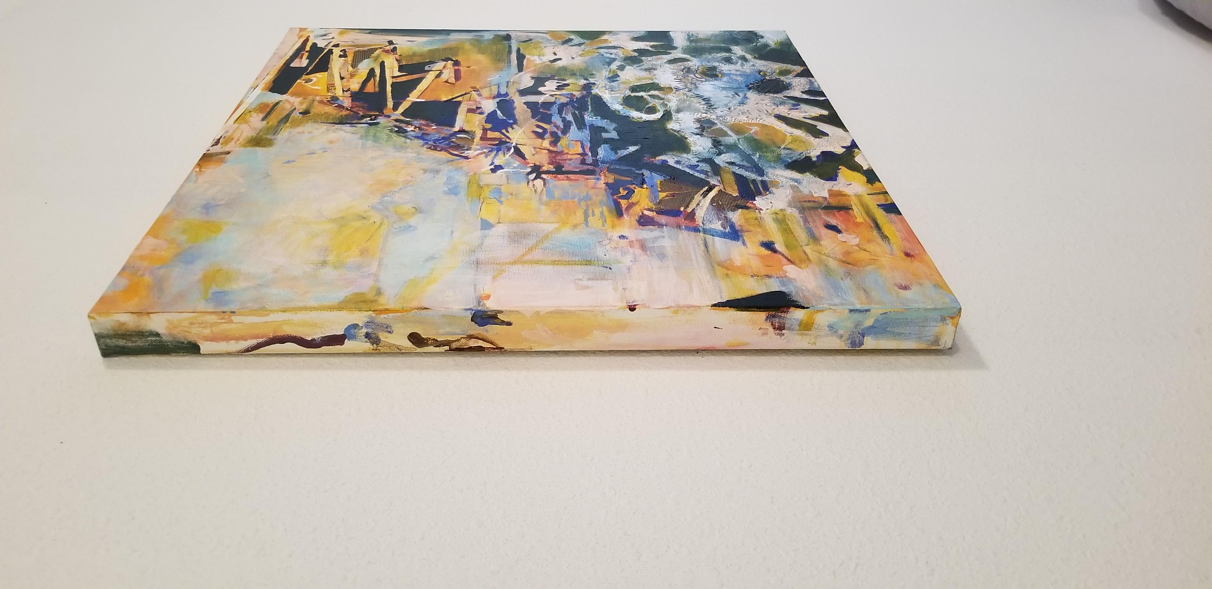 'Redefined Threaded Beams' by Janice Tayler, Acrylic, Ink & Newspaper Collage For Sale 5