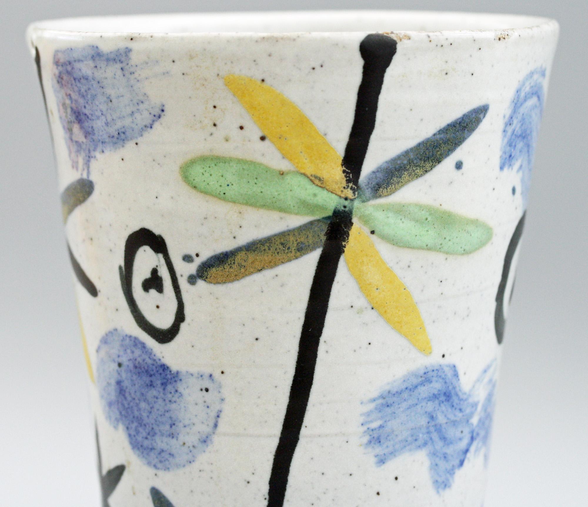 Late 20th Century Janice Tchalenko Abstract Color Design Studio Pottery Vase