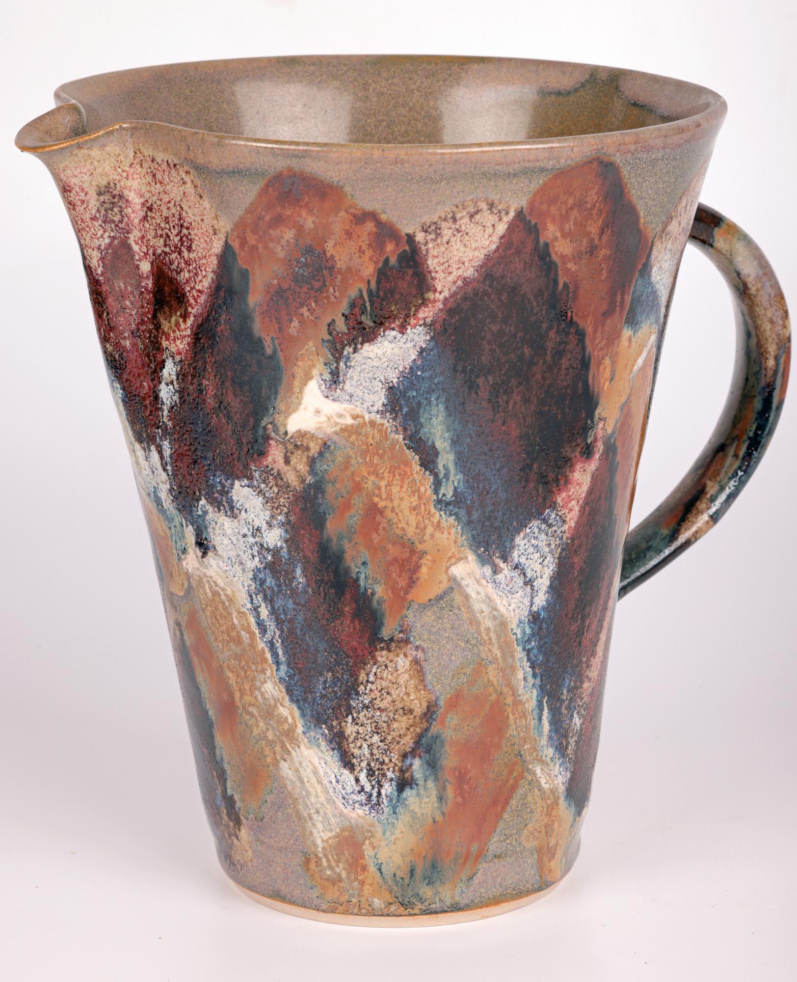 Janice Tchalenko Hand Painted Patchwork Studio Pottery Jug For Sale 4