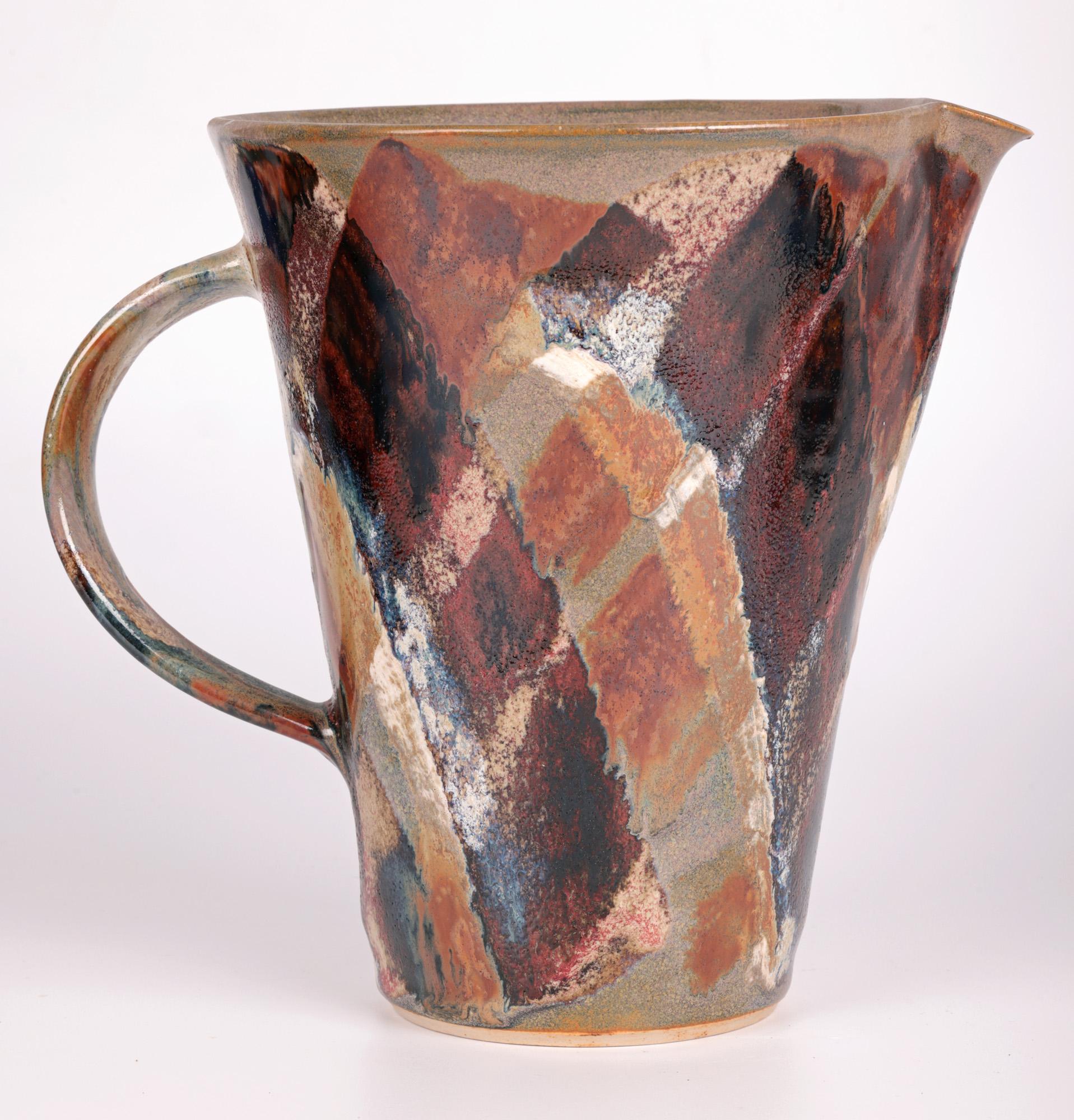 Janice Tchalenko Hand Painted Patchwork Studio Pottery Jug For Sale 6