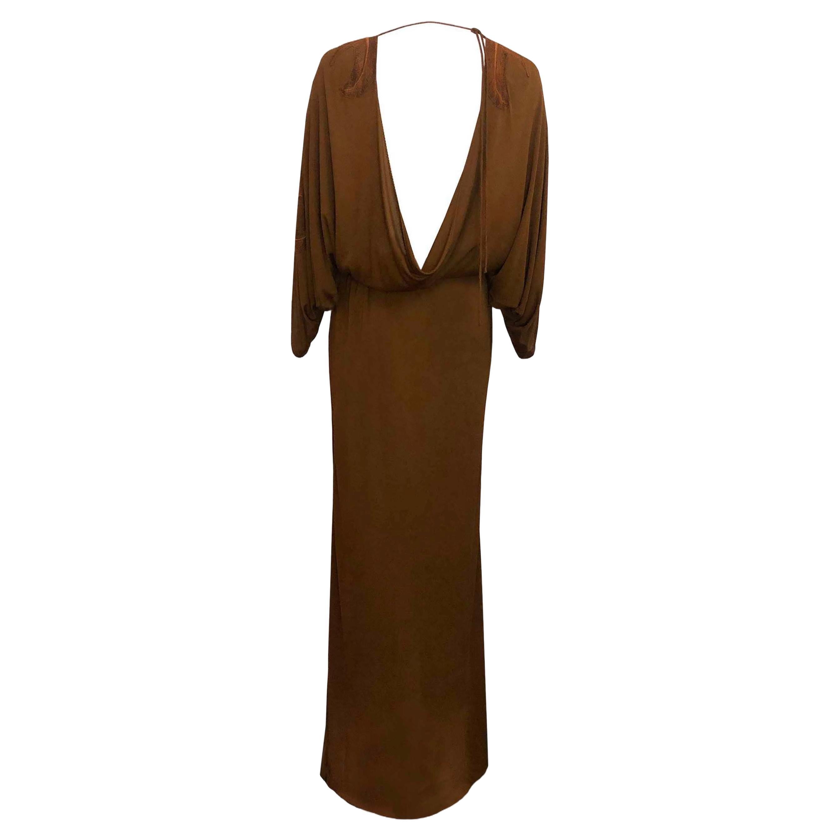Janice Wainwright - Robe dos nu avec détails brodés / dos drapé en vente