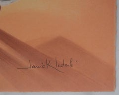 Figures dans le désert - Lithographie originale signée à la main