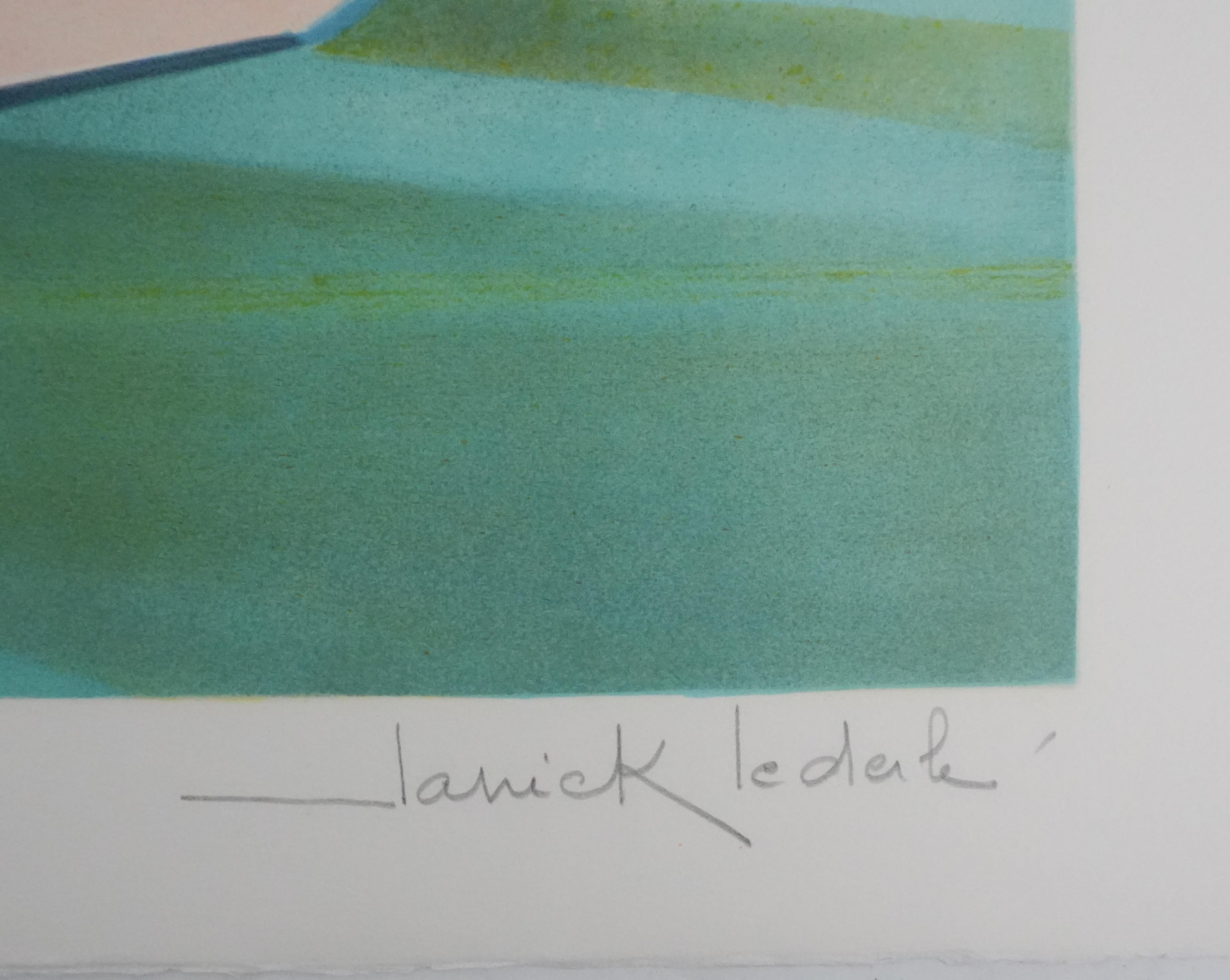 Floating Market - Original Handsigned Lithograph - Print by Janick Lederle