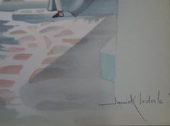 Little Yard in Santorini - Original handsigned lithograph