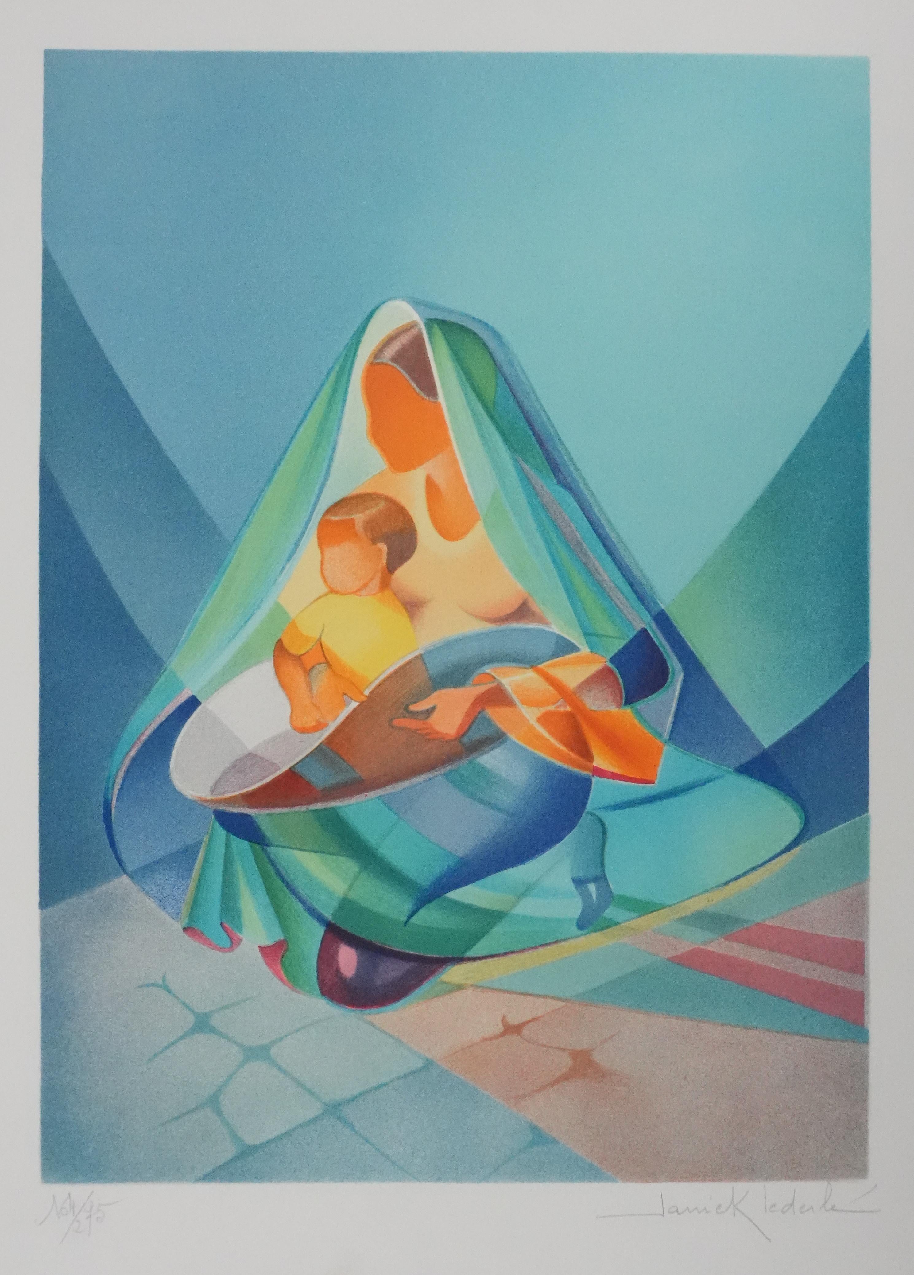Maternity - Original Handsigned Lithograph - Modern Print by Janick Lederle