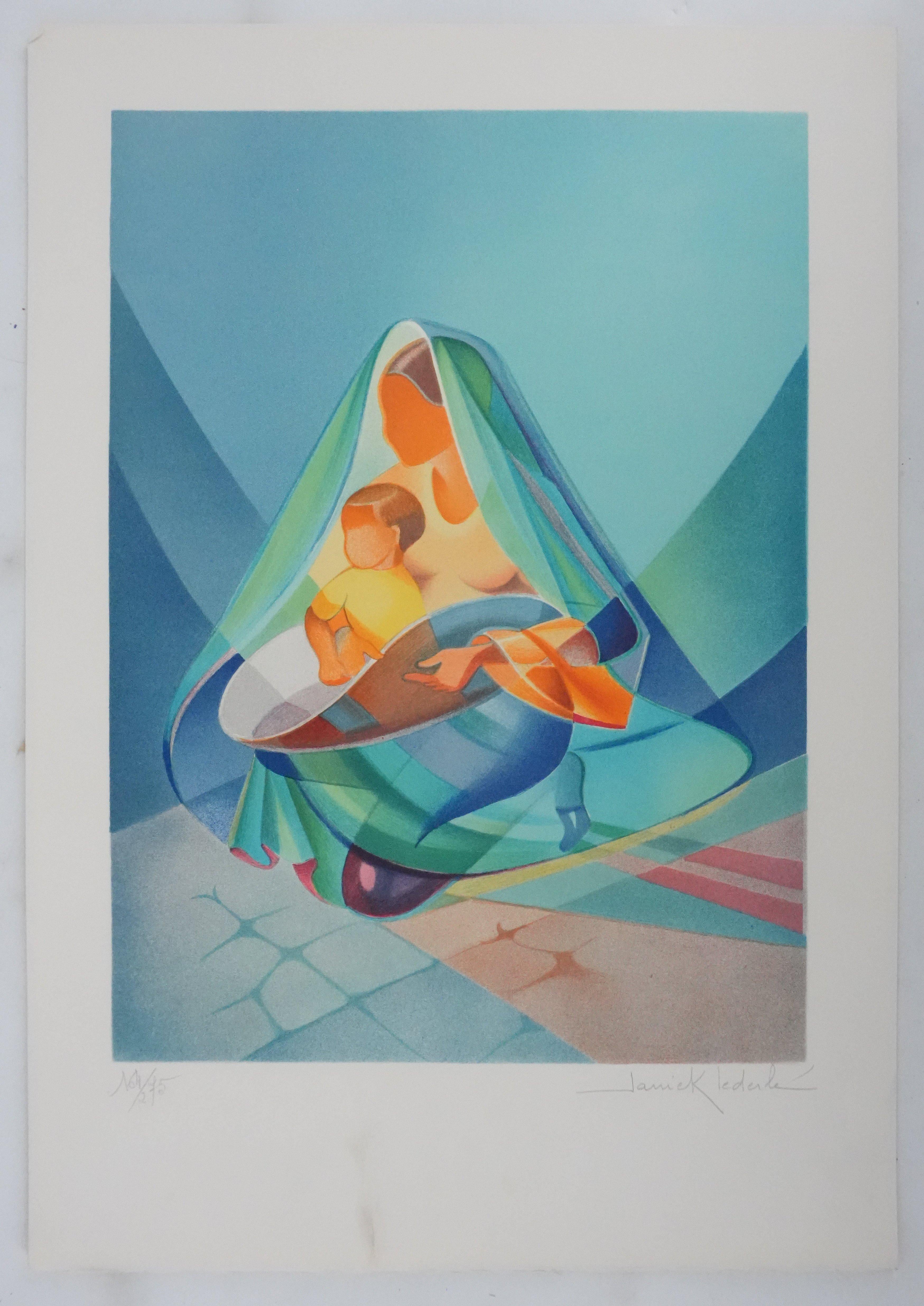 Janick Lederle Portrait Print - Maternity - Original Handsigned Lithograph