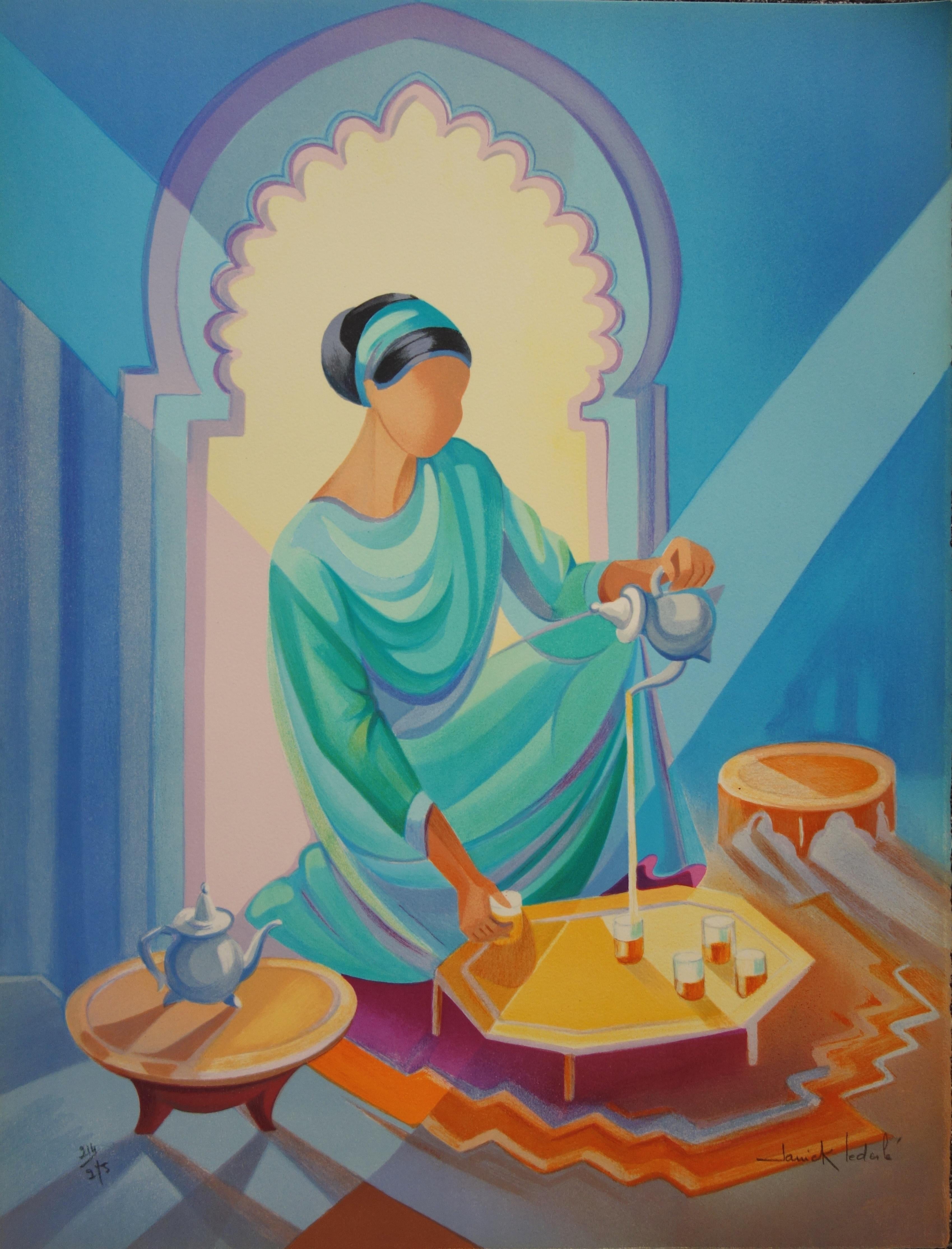 Mint tea in Morocco - Original handsigned lithograph