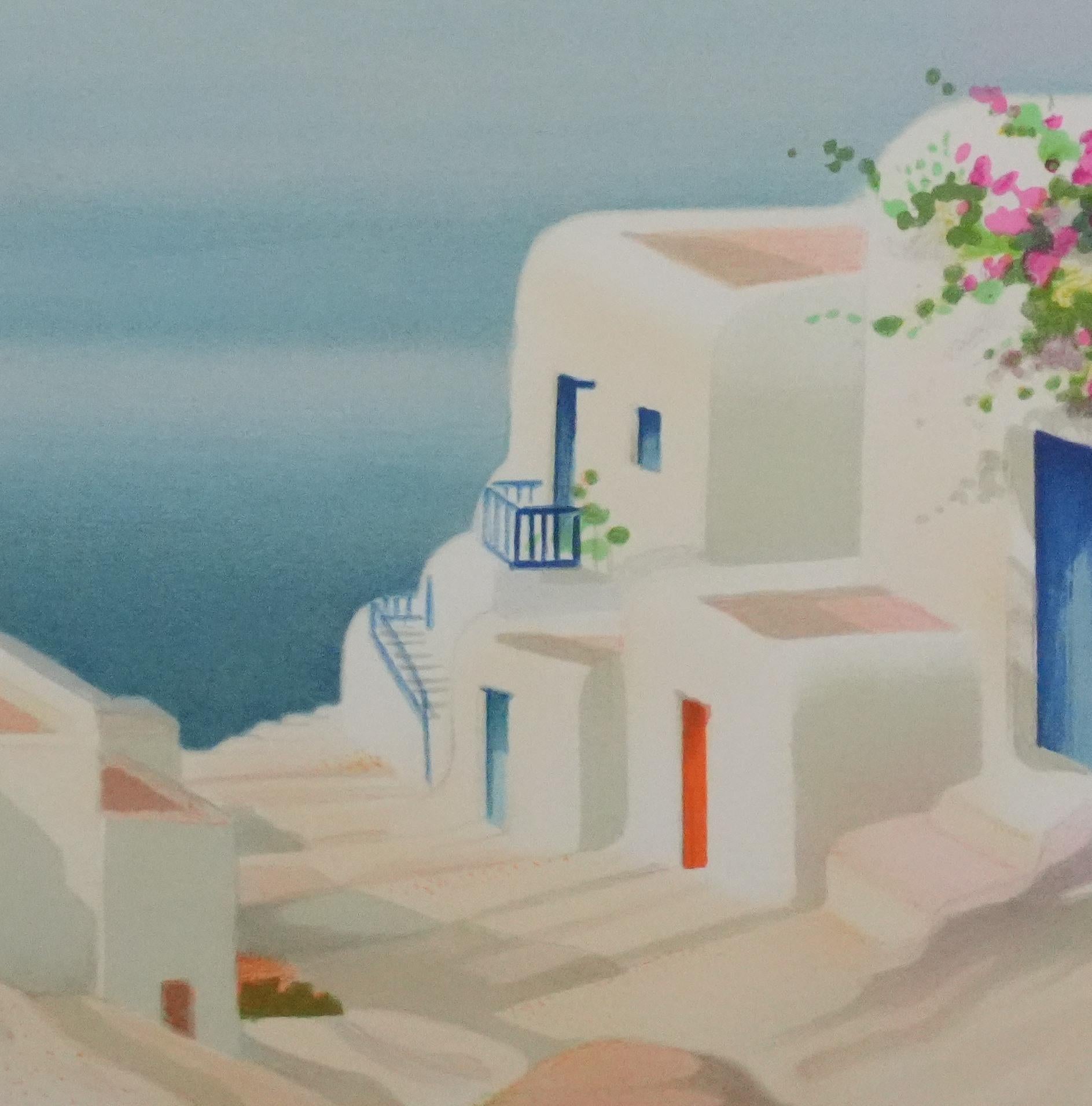 On the Greek Island - Original Handsigned Lithograph For Sale 2