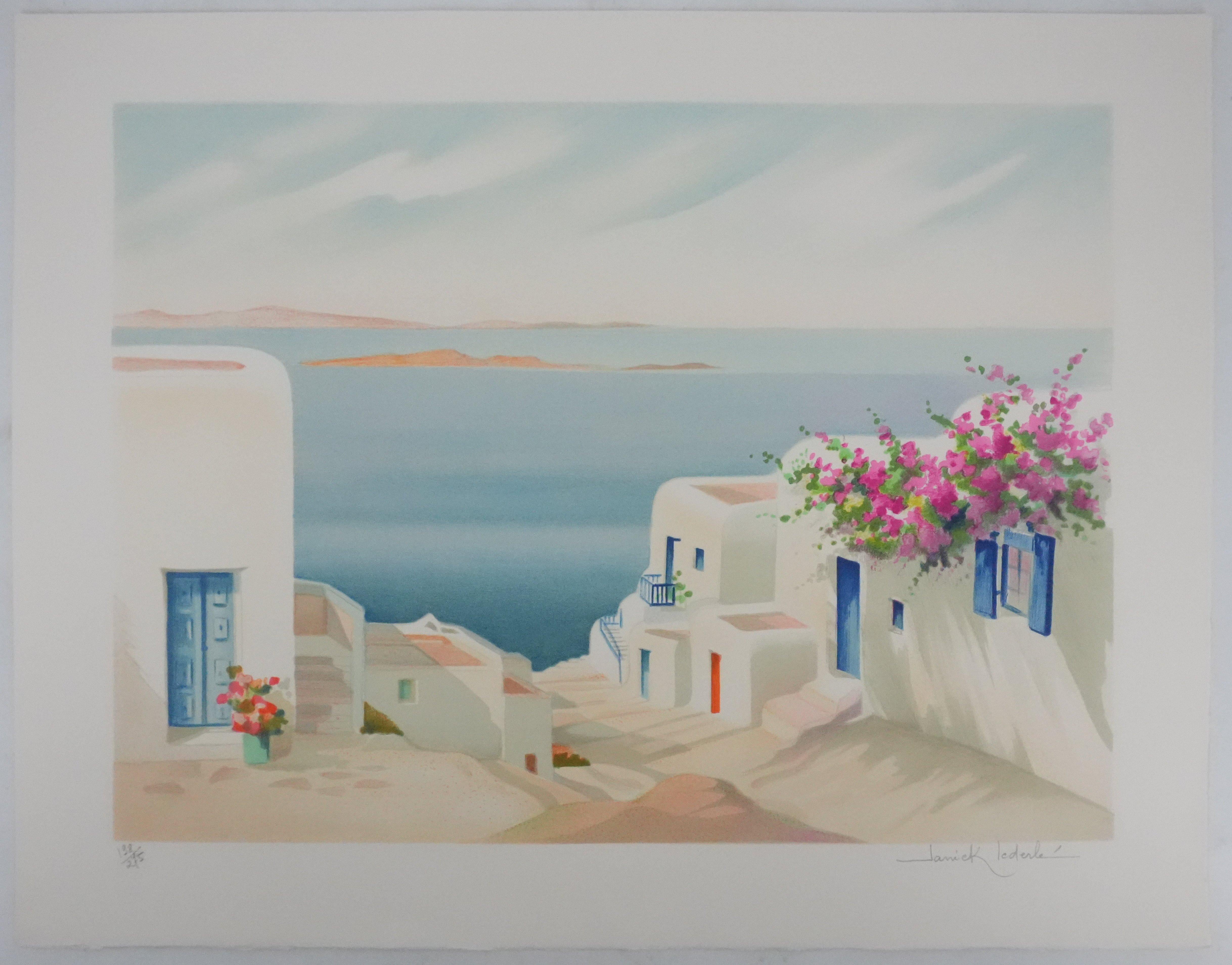 Janick Lederle Figurative Print - On the Greek Island - Original Handsigned Lithograph