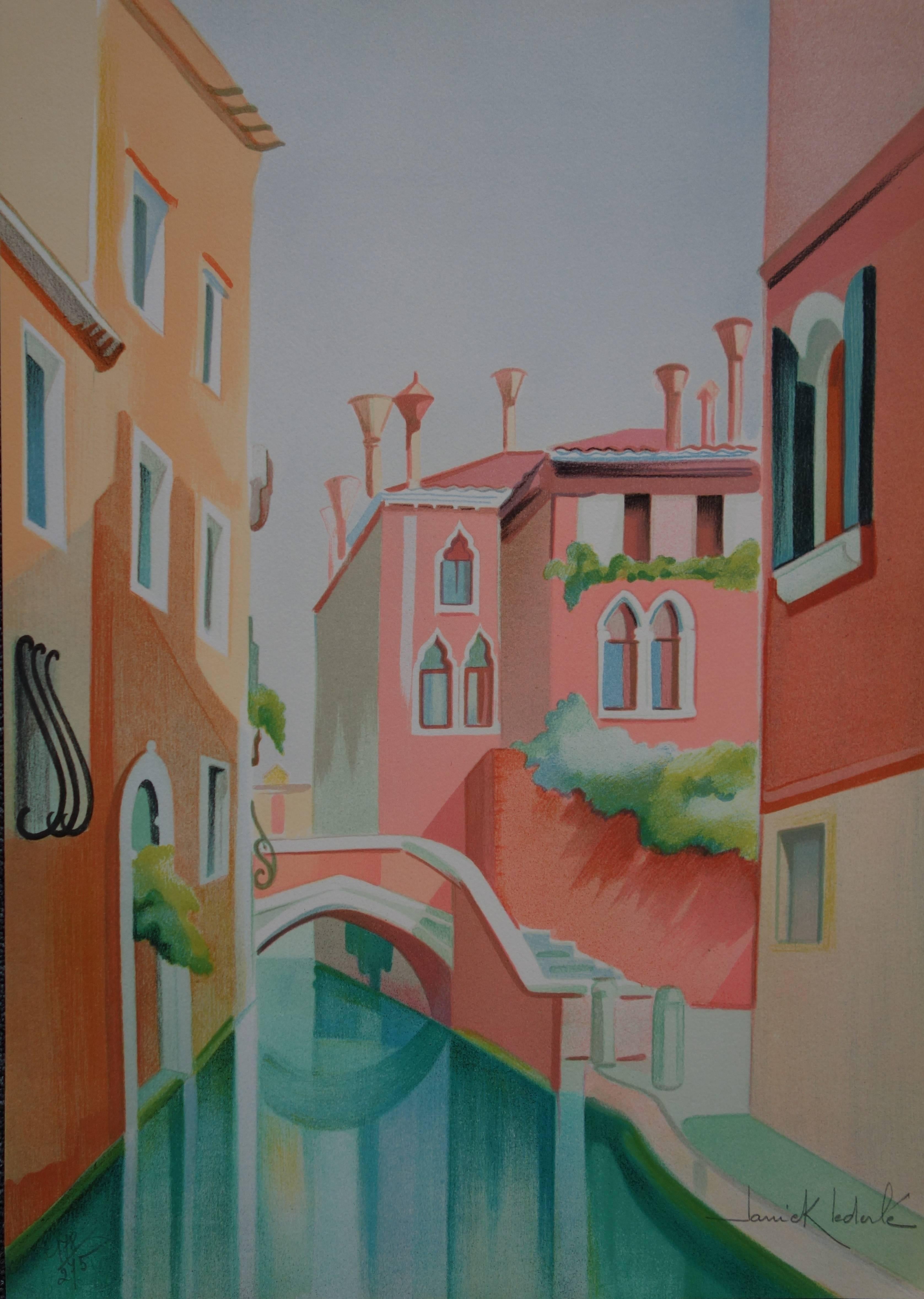 Quiet Canal in Venice - Original handsigned lithograph