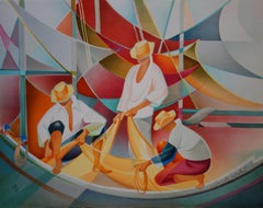 Return from Fishing - Original handsigned lithograph