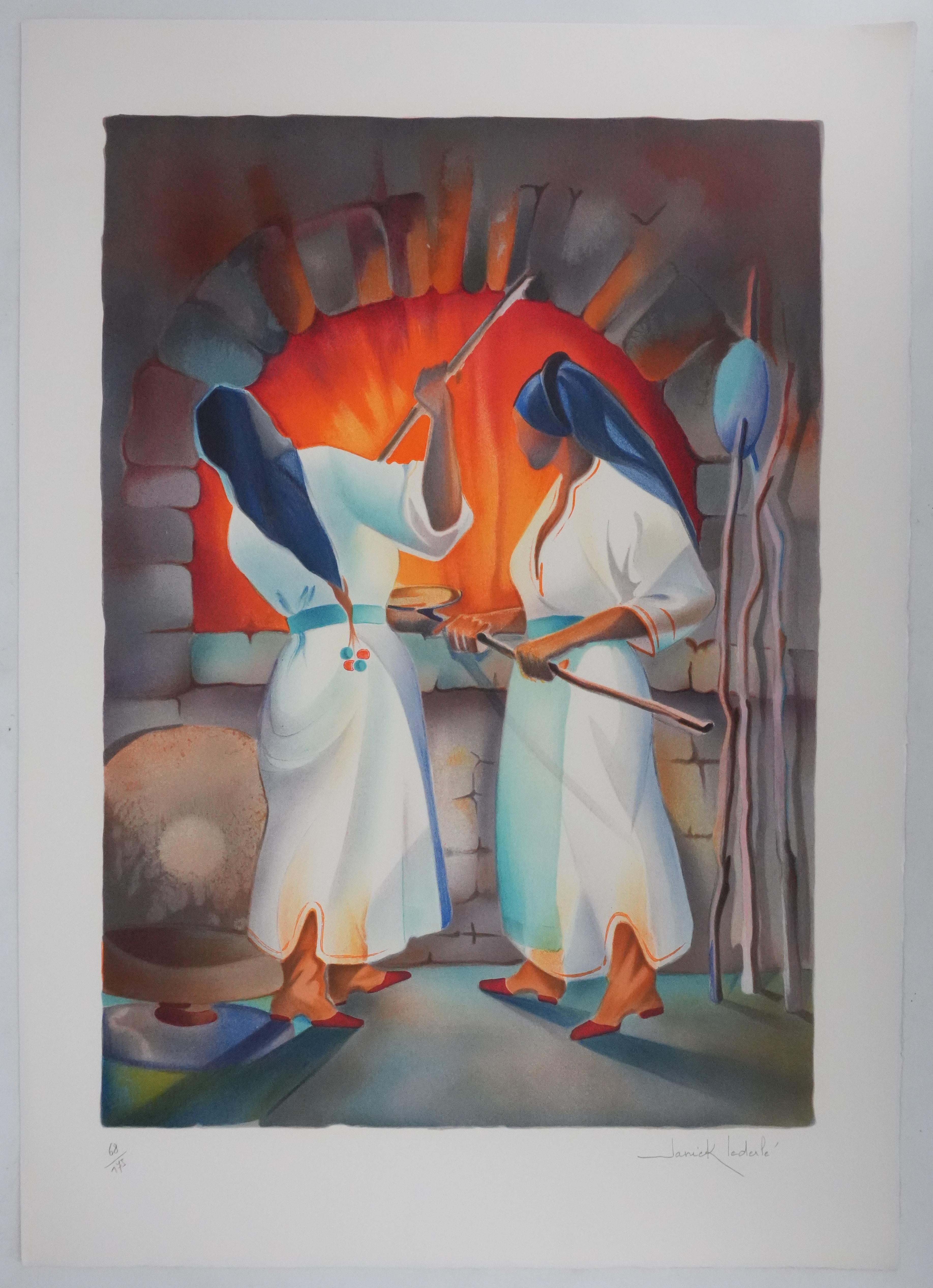 Janick Lederle Portrait Print - The Cooks - Original Handsigned Lithograph