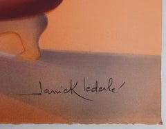 El trabajo del pescador - Litografía original firmada a mano