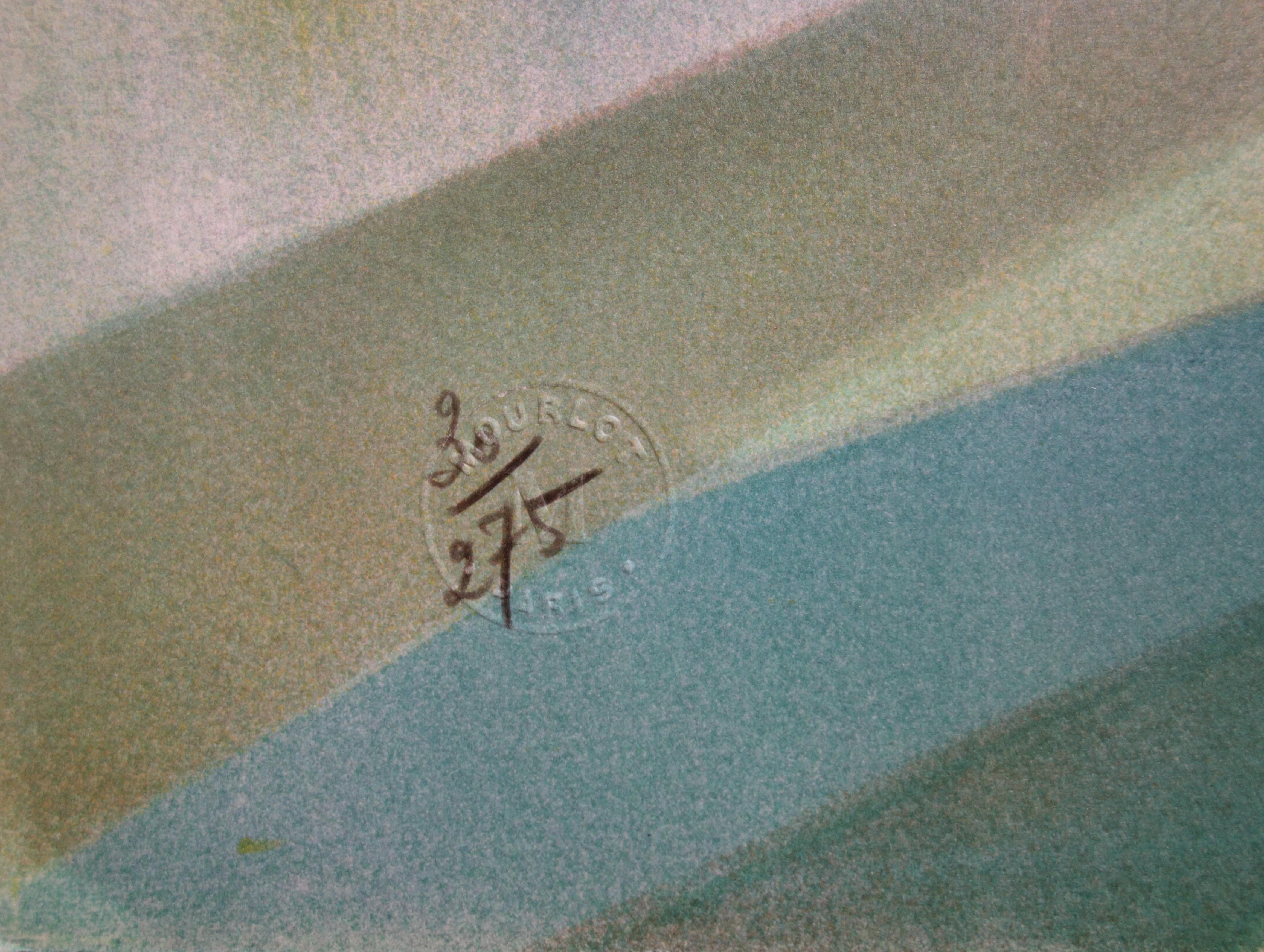 The Picking - Original Handsigned Lithograph - Gray Portrait Print by Janick Lederle