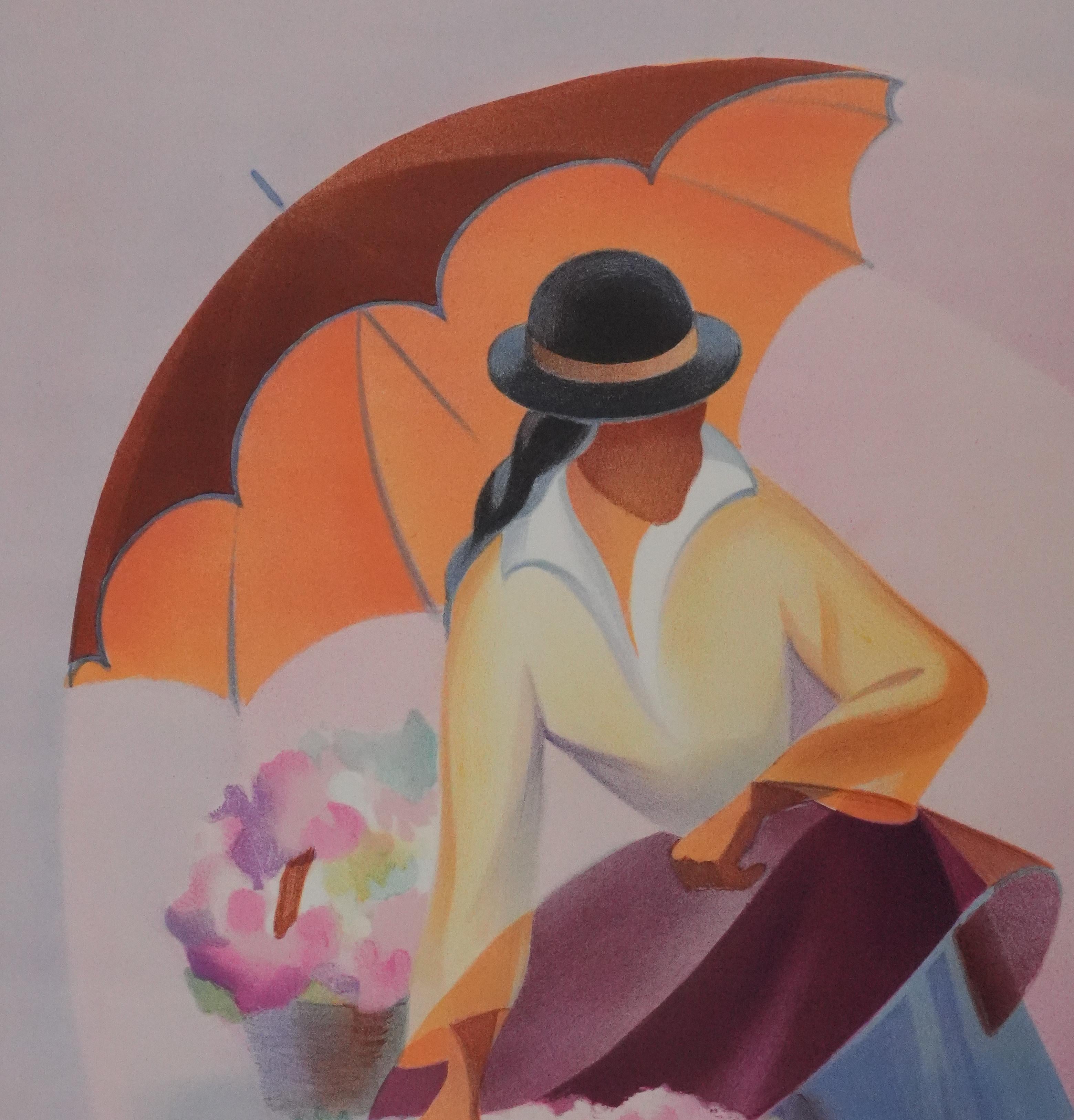 Janick LEDERLE
Femme avec parapluie

Lithographie originale (Mourlot)
Signé à la main au crayon
Limité /275 exemplaires
Sur vellum 60 x 43 cm (c. 23.6 x 16.9 in)

Excellent état