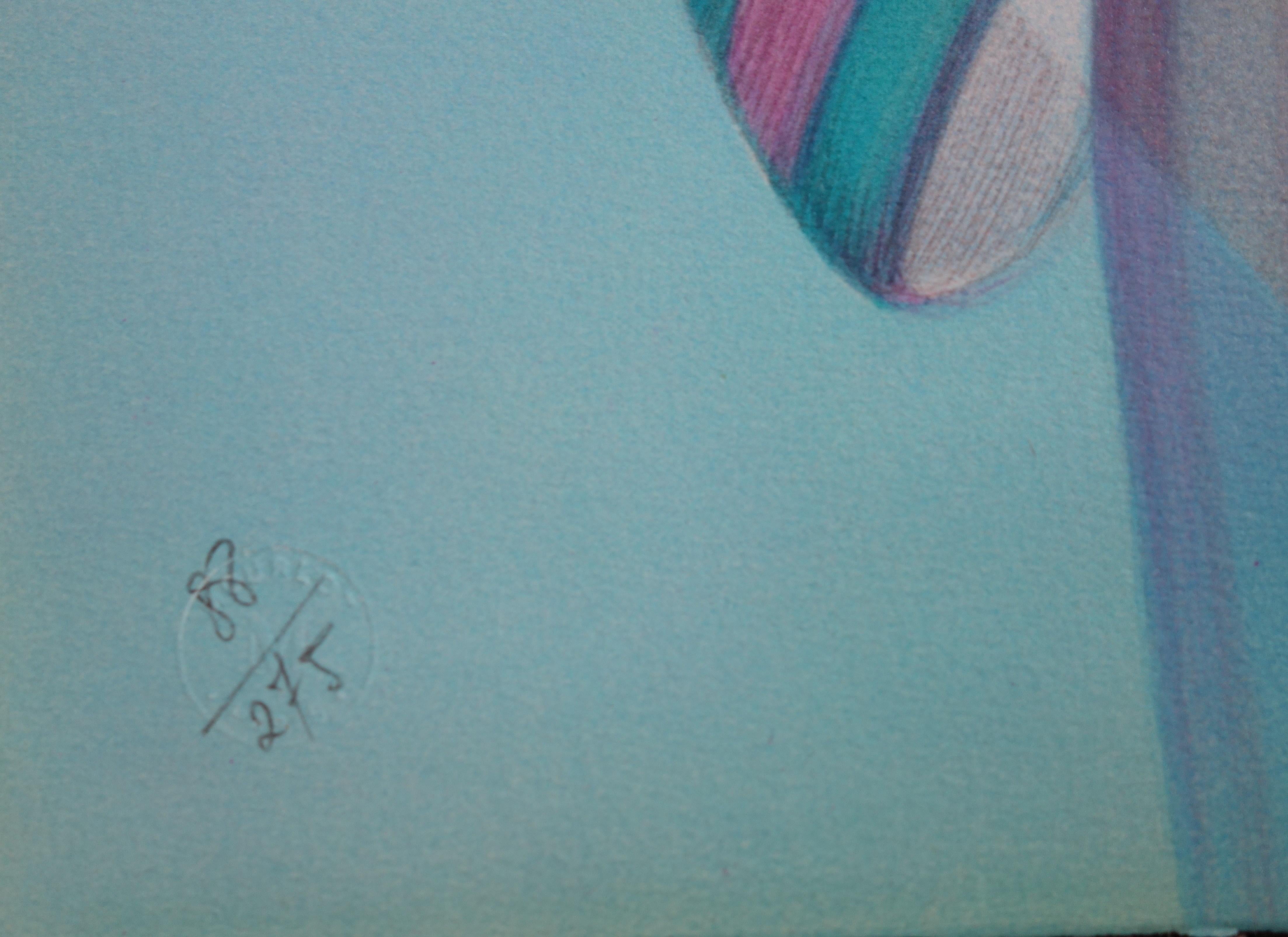 Women of Guatemala - Original handsigned lithograph - Gray Landscape Print by Janick Lederle