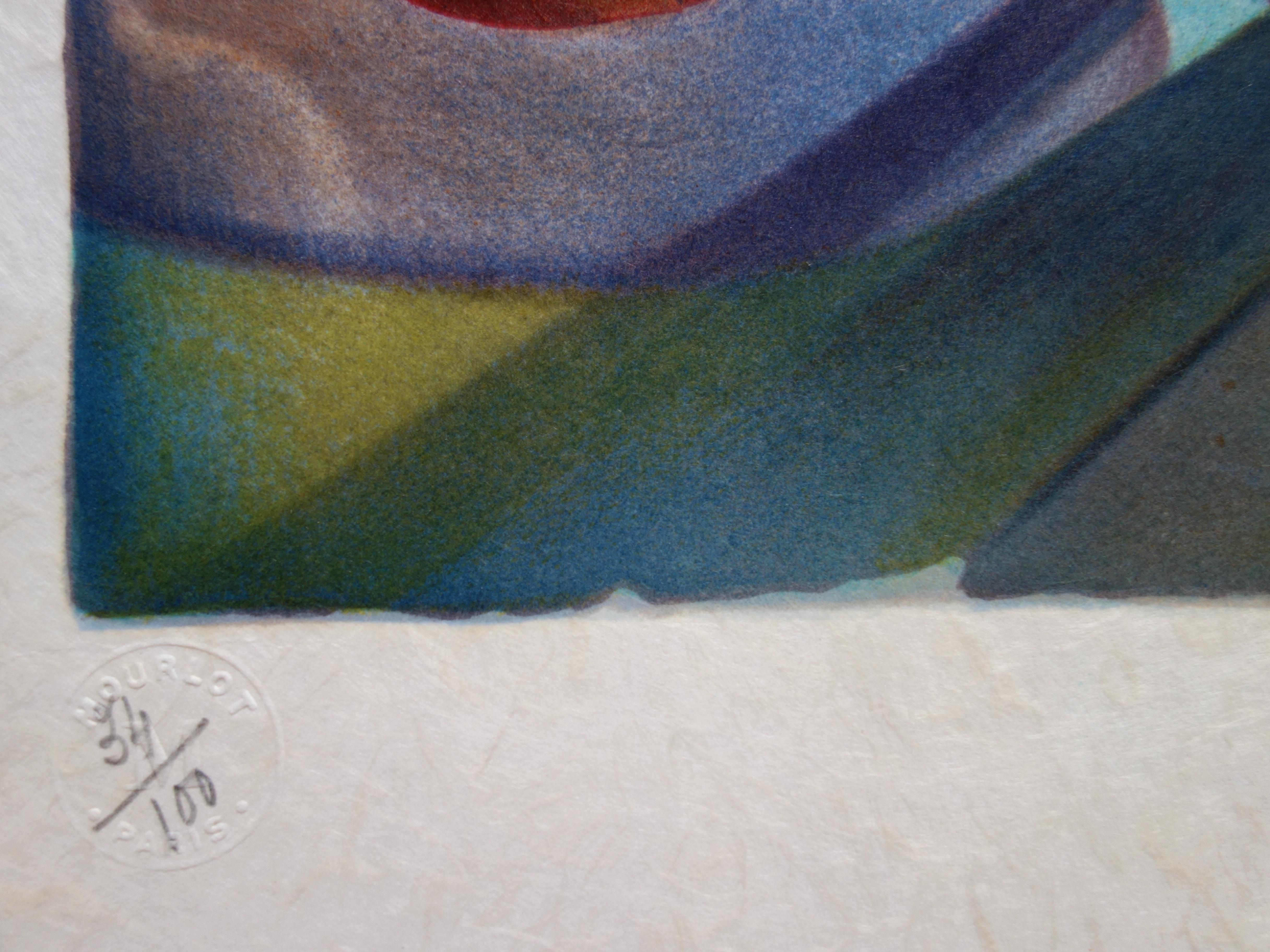 Women of Mykonos  - Original handsigned lithograph For Sale 1