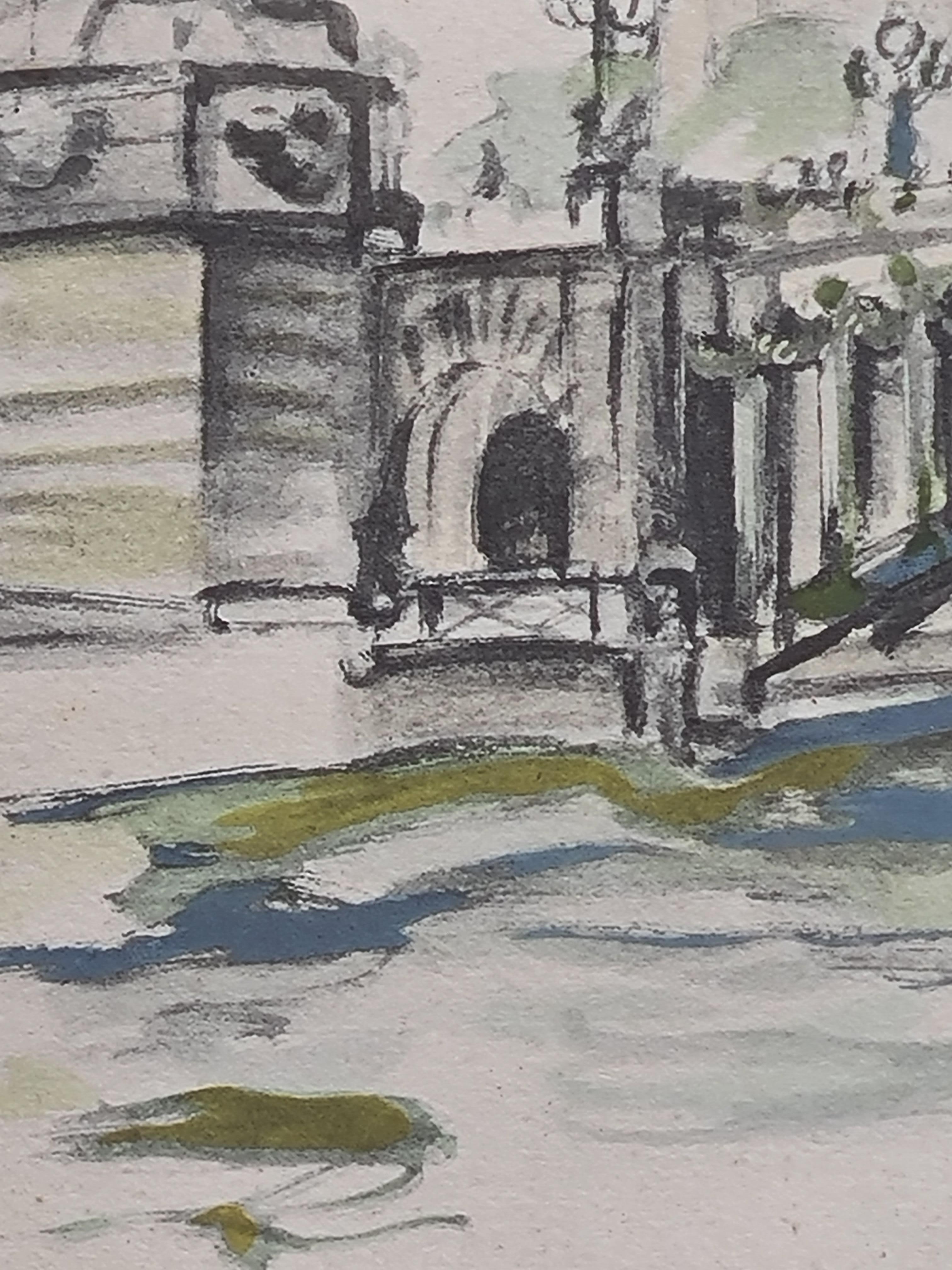 Vue du milieu du siècle dernier de Paris - Le Pont Alexandre III et le Tour Eiffel en vente 3