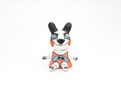 Contemporary Figurative Ceramic Sculpture, Stoneware, Underglaze Paint, Bunny