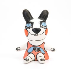 Contemporary Figurative Ceramic Sculpture, Stoneware, Underglaze Paint, Bunny