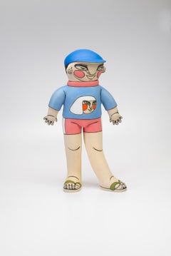 Contemporary Figurative Ceramic Sculpture, Stoneware, Underglaze Paint, World