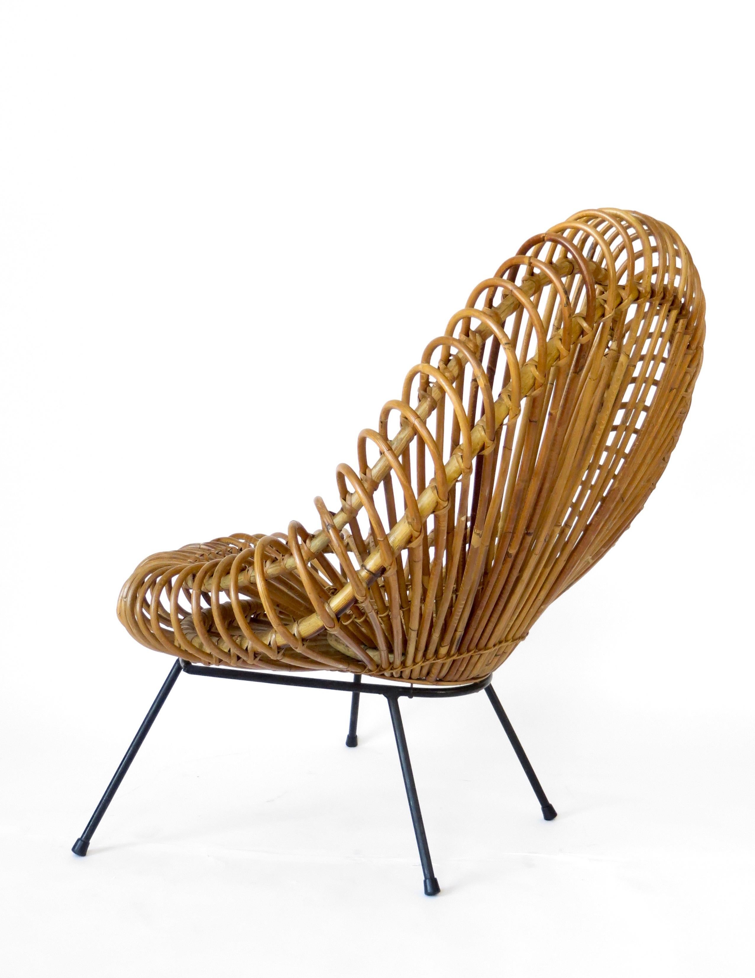 Mid-Century Modern Janine Abraham and Dirk Jan Rol Rattan Lounge Chair Edition Rougier