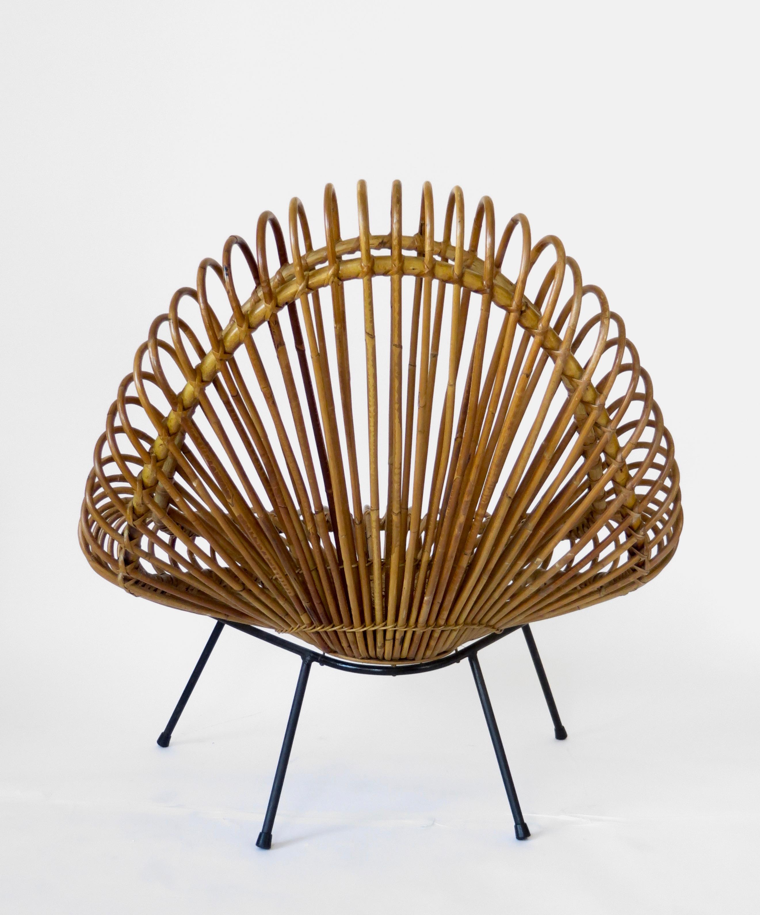 Janine Abraham and Dirk Jan Rol Rattan Lounge Chair Edition Rougier In Good Condition In Chicago, IL