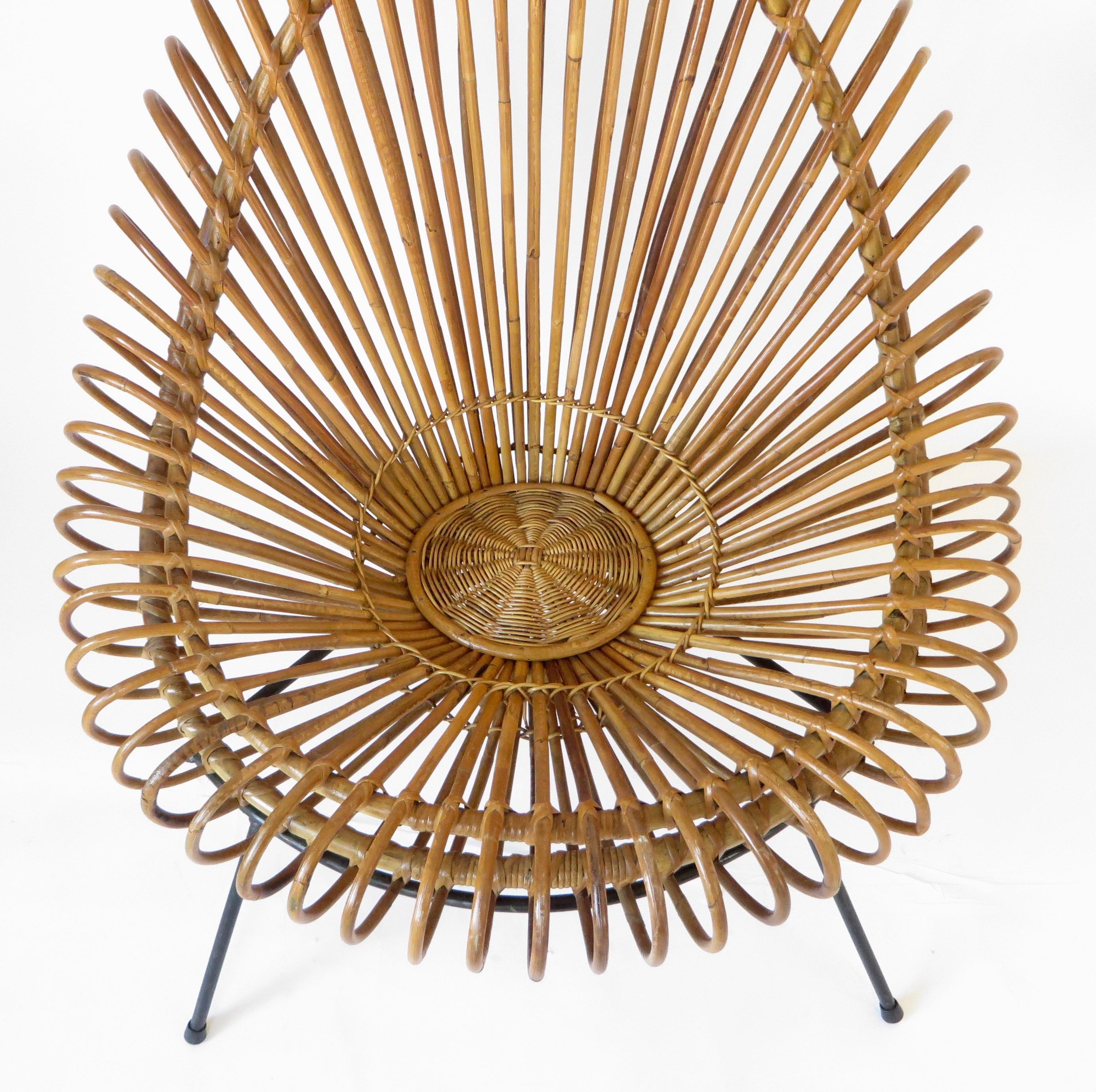 Mid-20th Century Janine Abraham and Dirk Jan Rol Rattan Lounge Chair Edition Rougier