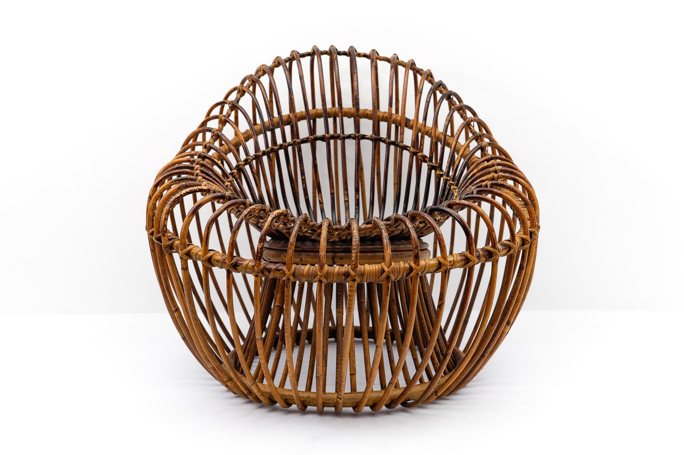 Français Janine Abraham & Dirk Jan Rol armchair rattan and bamboo, 1950s en vente