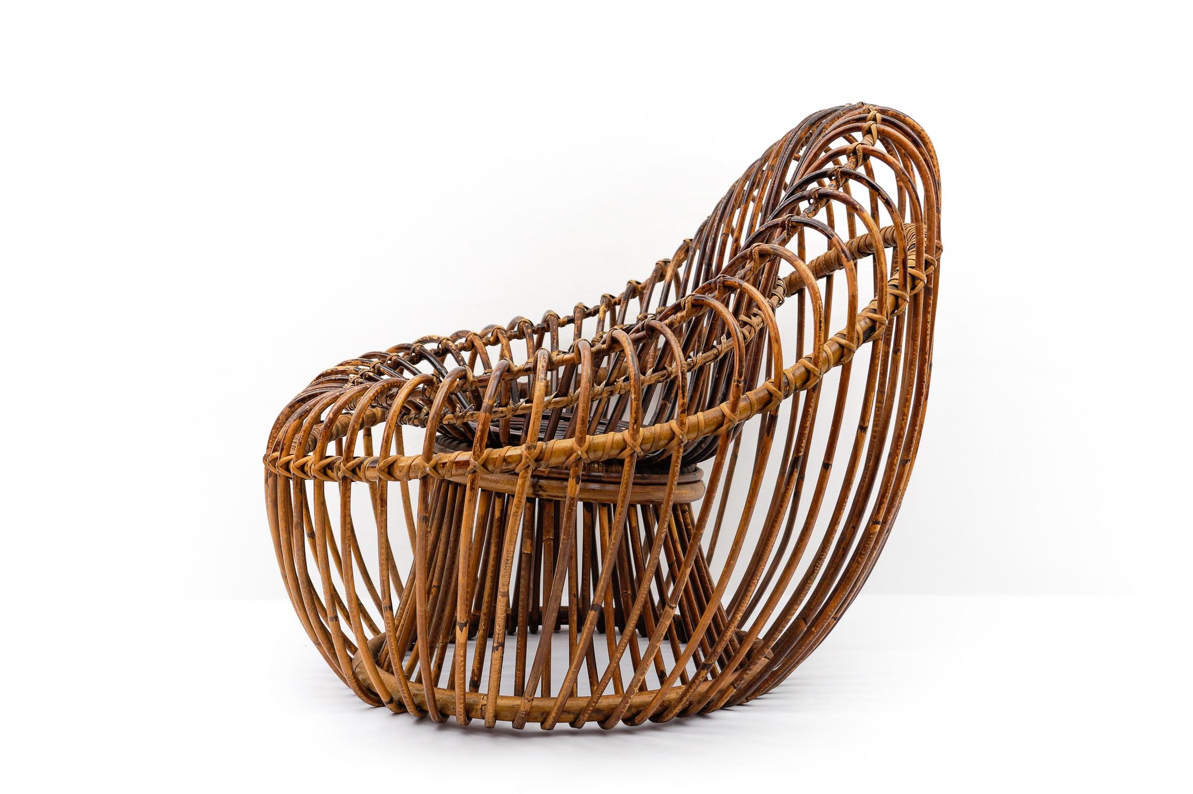 Rotin Janine Abraham & Dirk Jan Rol armchair rattan and bamboo, 1950s en vente