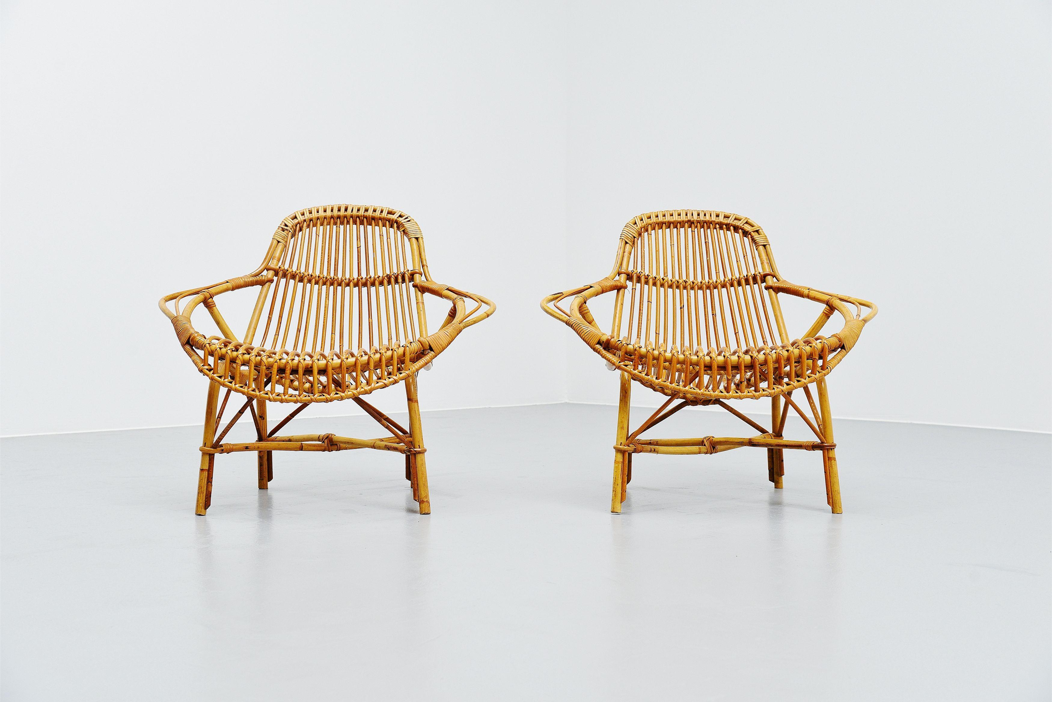 Mid-Century Modern Janine Abraham Dirk Jan Rol Mantis Lounge Chairs, France, 1950s