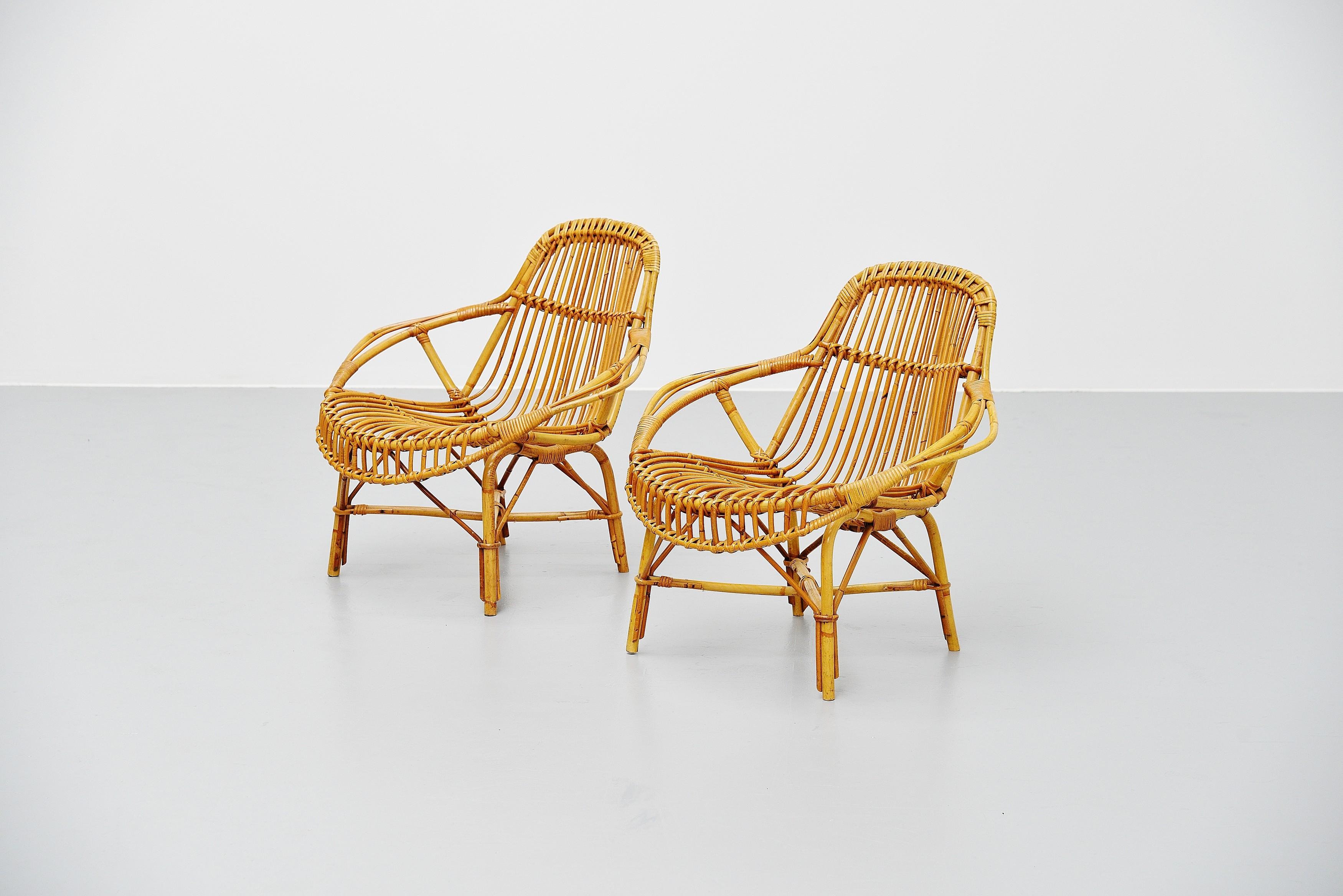 French Janine Abraham Dirk Jan Rol Mantis Lounge Chairs, France, 1950s